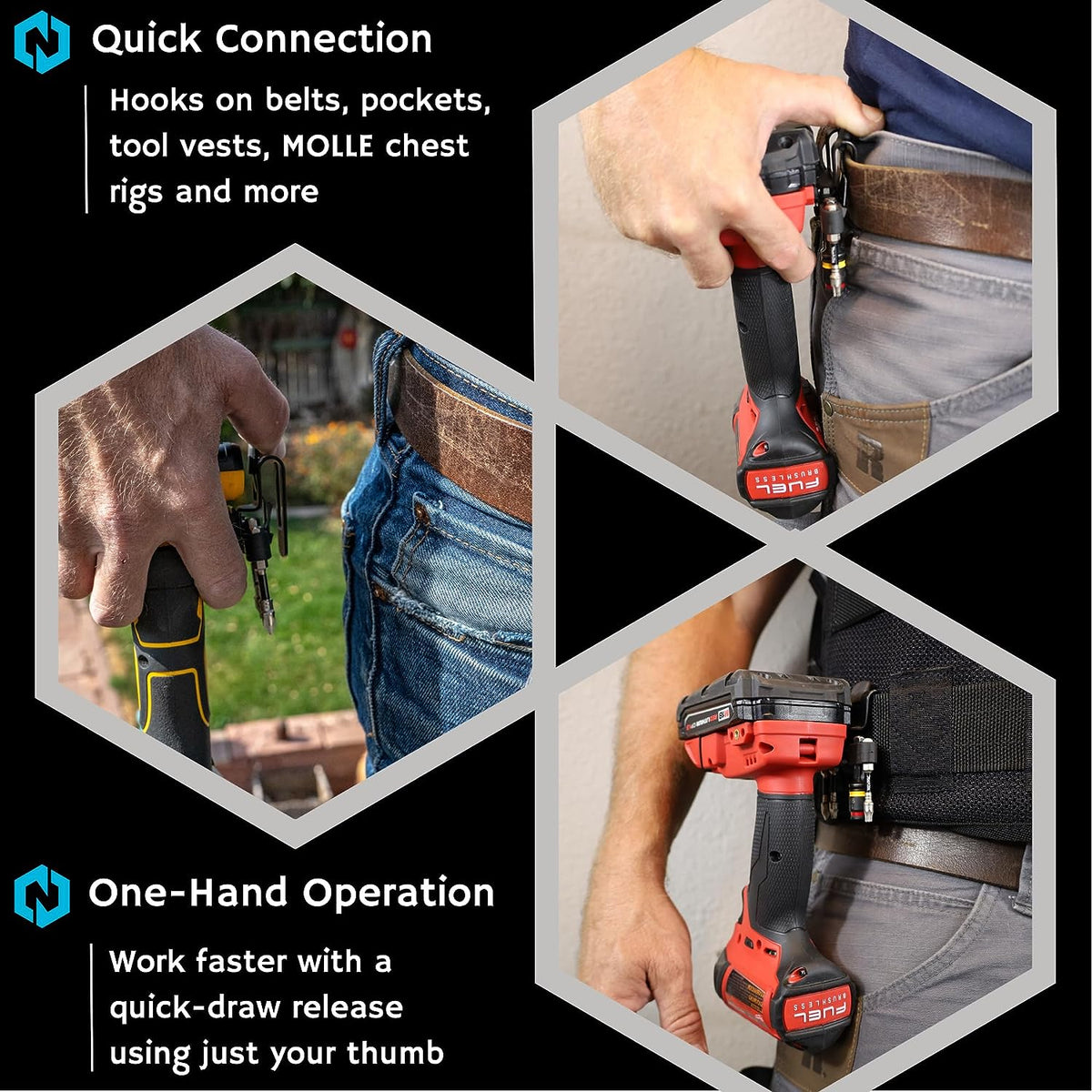 Tool Belt Clip Clip-On Tool Belt Holder For Cordless Drill, Impact
