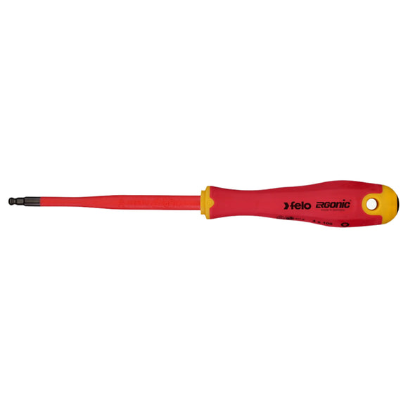 Felo 41750490 Ergonic VDE E-slim Insulated 5 mm Ball-head Hex Screwdriver, 125 mm