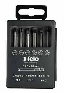 Felo 03092716 Bit set SL/PZ/PH Industrial 70 mm in case, 6 pcs