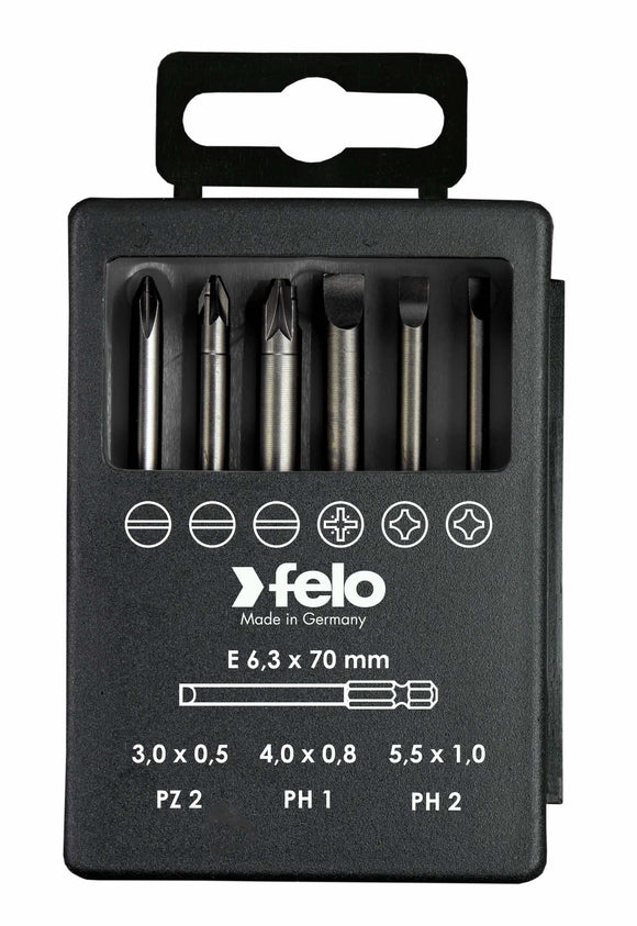 Felo 03092716 Bit set SL/PZ/PH Industrial 70 mm in case, 6 pcs