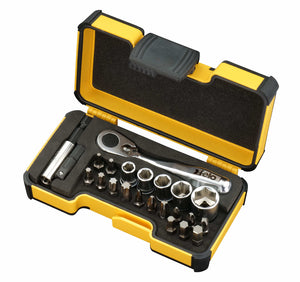 Felo 05772306 Set of PZ/PH/TX/HEX bits and metric heads with mini ratchet in a case, 23 pcs