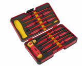 Felo 06381206 E-Smart Slim 12-piece Set - Slotted, Phillips, Pozidriv, Torx Tip Insulated Blades with 2 Handles