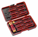 Felo 06391306 E-Smart 14 Piece Set - Slotted, Phillips, Pozidriv, Torx Tip Insulated Blades with 2 Handles