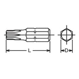 Koken 100T.32-T40 5/16 Hex Dr. TORX T40 Bit - Length 32mm