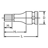 Koken 14012M.60-8 1/2 Sq. Dr. Bit Socket 8mm Hex Length 60mm