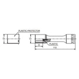 koken 14145PM.110-19 1/2 Sq. Dr. Wheel Nut Socket 19mm Extra Thin walled Length 110mm Color coded Protector