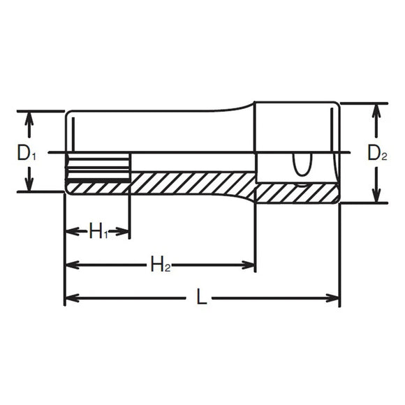 Koken 2300A-1/8 1/4 Sq. Dr. Socket 1/8 6 point Length 50mm