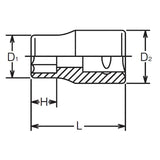 Koken 2400M-10 1/4 Sq. Dr. 6 point chrome Metric Socket 10mm