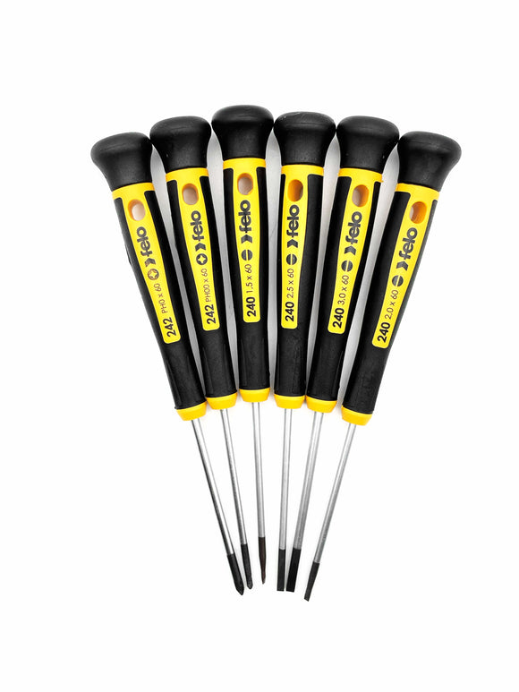 Felo 24096166 6 Piece Slotted & Phillips Precision Screwdriver Set