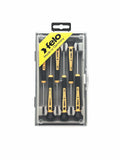 Felo 24396166 Precision Screwdriver Set, Slotted, Phillips, Pentalobe, Y-type, 6 Pieces