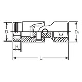 Koken 2441M-10 1/4 Sq. Dr. Universal NUT GRIP Socket - 10mm