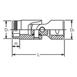 Koken 2441M-8 1/4 Sq. Dr. Universal NUT GRIP Socket - 8mm