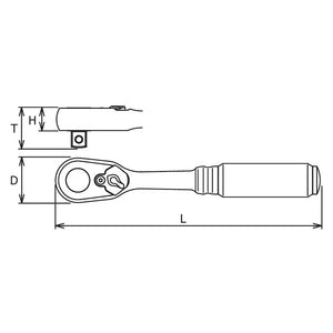 Koken 2725Z-160 1/4" Sq.Dr. Ratchet Handle 72 teeth Length 160mm Z-series