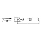 Koken 2725ZB-3/8 1/4" Body 3/8" Sq. Dr. Ratchet 72 teeth Length 114mm Quick Release Z-series