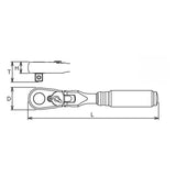 Koken 2726Z-3/8(L160) 1/4" Body 3/8" Sq. Dr. Ratchet Handle 72 teeth Flexible Head Length 160mm Z-series