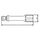 Koken 2763-28 1/4 Sq. Dr. Wobble-Fix Extension Bar 1/4 Square Length 28mm