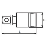 Koken 2771Z 1/4 Sq. Dr. Universal Joint 1/4 Square Length 30mm Z-series