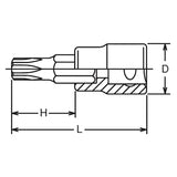 Koken 3025.50-50IPR 3/8 Sq. Dr. Tamper-Resistant TORXplus 50IPR Bit Socket - Length 50mm