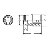 Koken 3450M-10 3/8 Sq. Dr. Socket 10mm Nut Grip Length 26mm