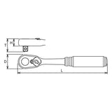 koken 3725Z Z-Series 3/8" Sq.Dr. Reversible Ratchet, L=178mm - 72 Tooth