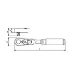 Koken 3726Z-280 Z-Series 3/8" Sq.Dr. Flexible Ratchet, Reversible (L=280mm), 72 Tooth