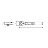 Koken 3726ZB-280 3/8" Sq.Dr. Ratchet Handle 72 teeth Flexible Head Length 280mm Quick Release Z-series