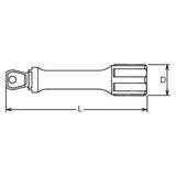 Koken 3763-125 3/8 Sq. Dr. Wobble-Fix Extension Bar Length 125mm