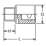 Koken 4110M-13 1/2 Sq. Dr. Bit Socket 13mm Square Length 32mm For Drain Plug