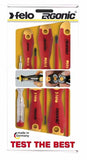 Felo 41396398  Ergonic VDE Insulated Slotted/Phillips Screwdriver Set, 6 Pieces