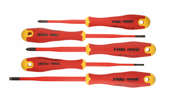 Felo 41385198 E-slim Insulated 5 Piece Slotted & Phillips Screwdriver Set