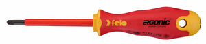 Felo 41710290 VDE Insulated Pozidriv-Slotted Plus-Minus #1 Ergonic Screwdriver, 80 mm