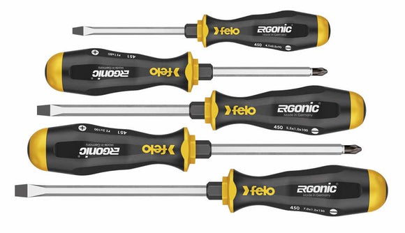 Felo 45095348 Ergonic Impact Screwdriver Set SL/PZ, 5 pcs