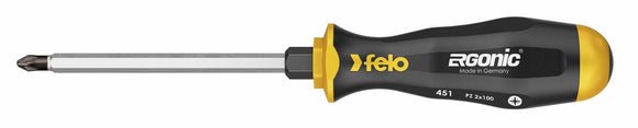 Felo 45120340 Ergonic with Striking Cap Pozidriv Screwdriver, PZ 2 x 100