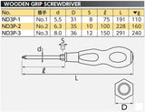 Nepros ND3P Wooden Screwdrivers, Phillips