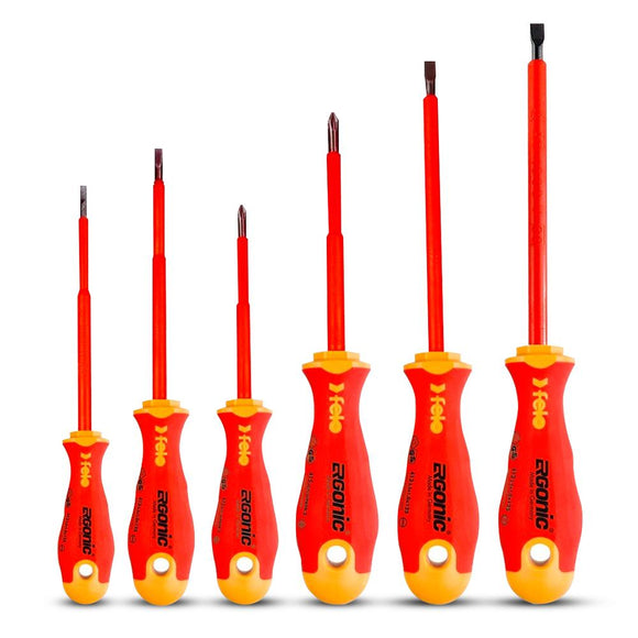 Felo 41396198 Ergonic Insulated 6 Piece Slotted & Phillips Screwdriver Set