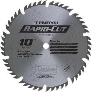 Tenryu RS-25550-2 Rapid-Cut 10" X 50T 5/8" Arbor- Full Kerf planer/combination Table Saw Blade