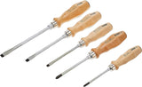 Felo 33595198 Wood Handle Slotted & Phillips Screwdriver Set, 5 Pieces