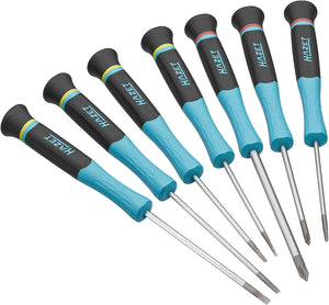 Hazet 811EL/7 Slotted and Phillips Electronic Precision Screwdriver Set with 3K Handles, 7 Pieces