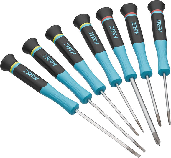 Hazet 811EL/7 Slotted and Phillips Electronic Precision Screwdriver Set with 3K Handles, 7 Pieces