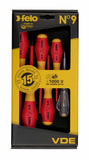 Felo 91396198 VDE Insulated No. 9 Slotted/Phillips Screwdriver Set, 6 Pieces