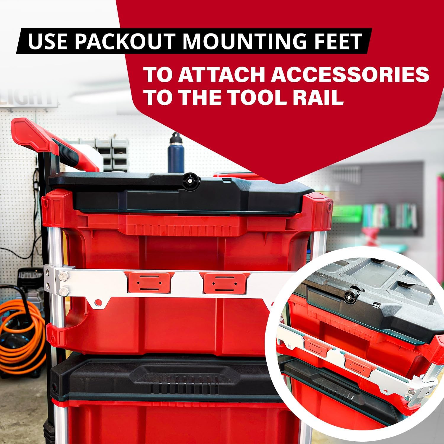 Alpha Engineered Level Mount Houder Compatibel met Milwaukee Packout Tool Box Alpha Engineered Level Mount Houder Compatibel met Milwaukee Packout Tool Box