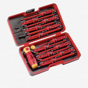 Felo 06391306 E-Smart 14 Piece Set - Slotted, Phillips, Pozidriv, Torx Tip Insulated Blades with 2 Handles