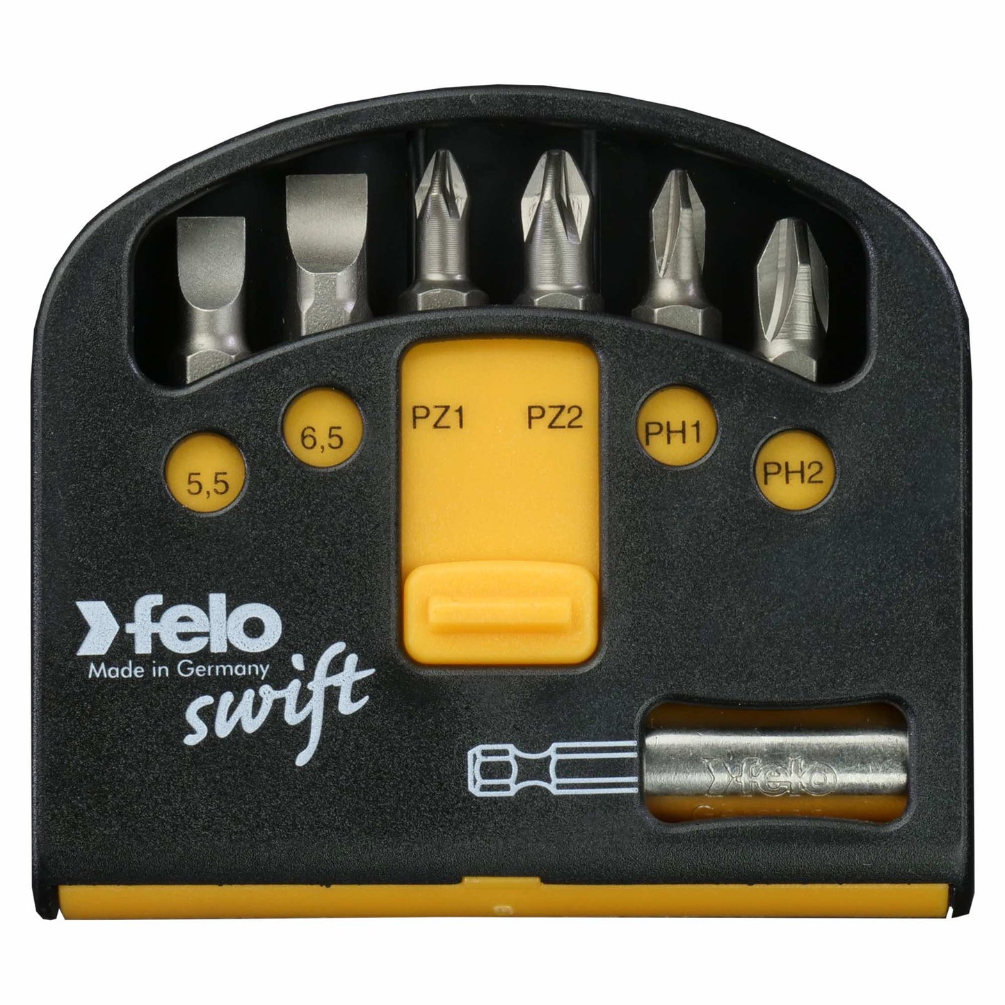Felo 02060116 Swift Bit-Box, Slotted/Phillips/Pozidriv + Bitholder, 7 Pieces
