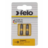 Felo 02203241Phillips #3 x 25 mm Impact Bit - 2 Pieces, Carded