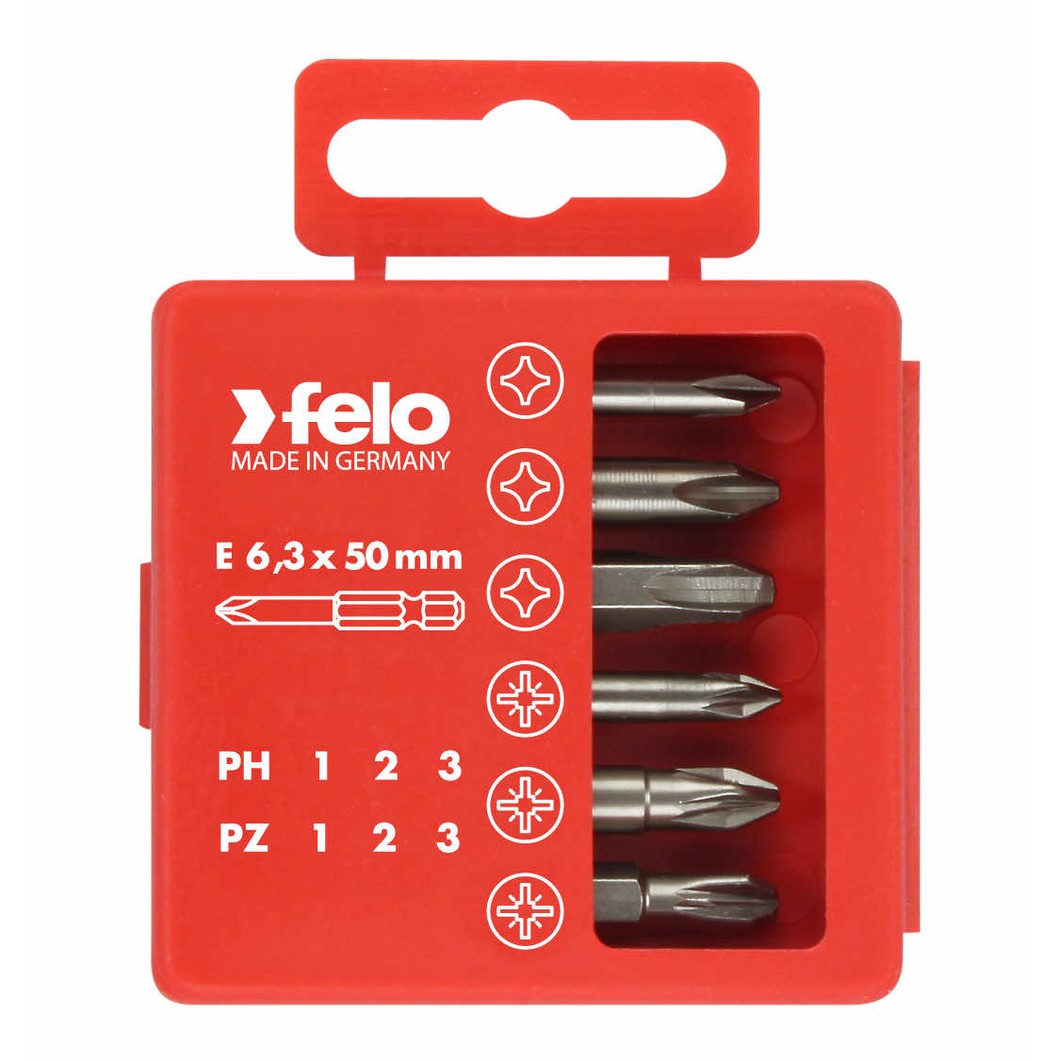 Felo 03292716 Bit set SL/H +/- Industrial 70 mm in case, 6 pcs