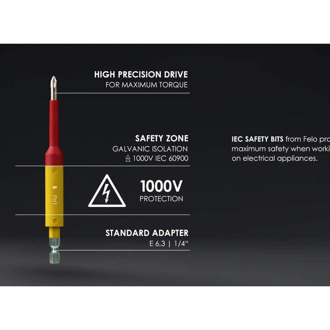 Felo 03502590 VDE Safety Bit 1000V Robertson SQ2 x 115