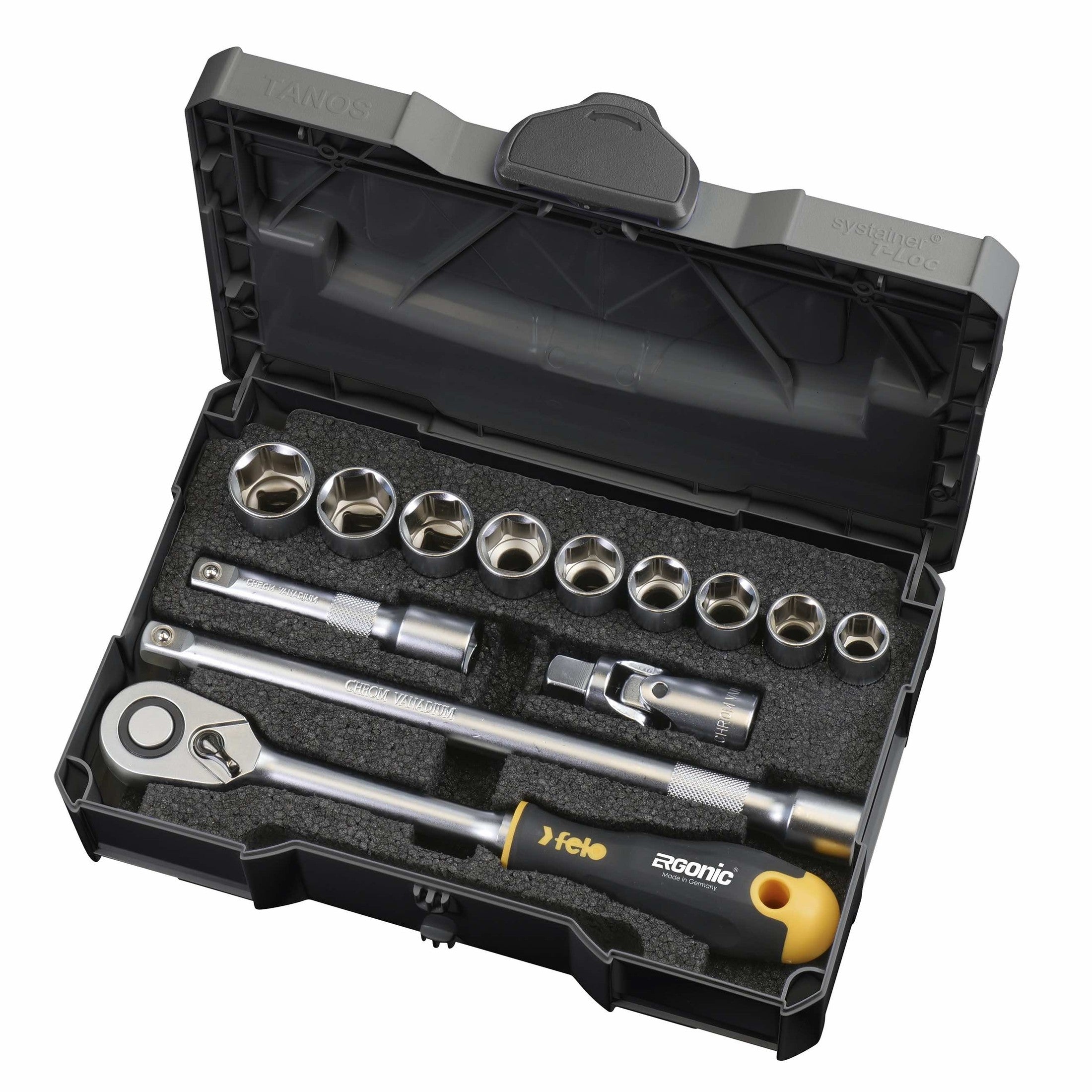 Felo 05681318 ERGONIC Ratchet Set in Systainer, Metric, 1/2