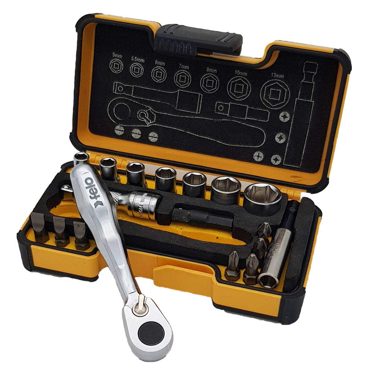 Felo Socket Kit Felo 05771806 XS 18pc Box Sockets, Bits, Mini Ratchet, Bitholder, Metr ...