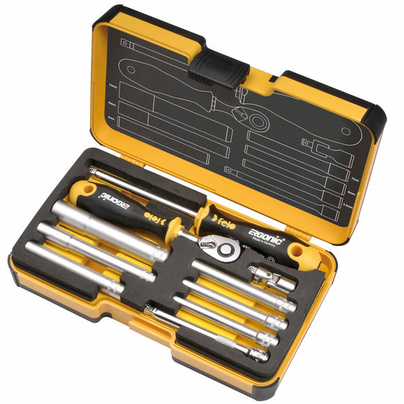 Felo 05781006 R-GO M-Tec Nut Drivers, Ergonic Ratchet - 10 piece Box