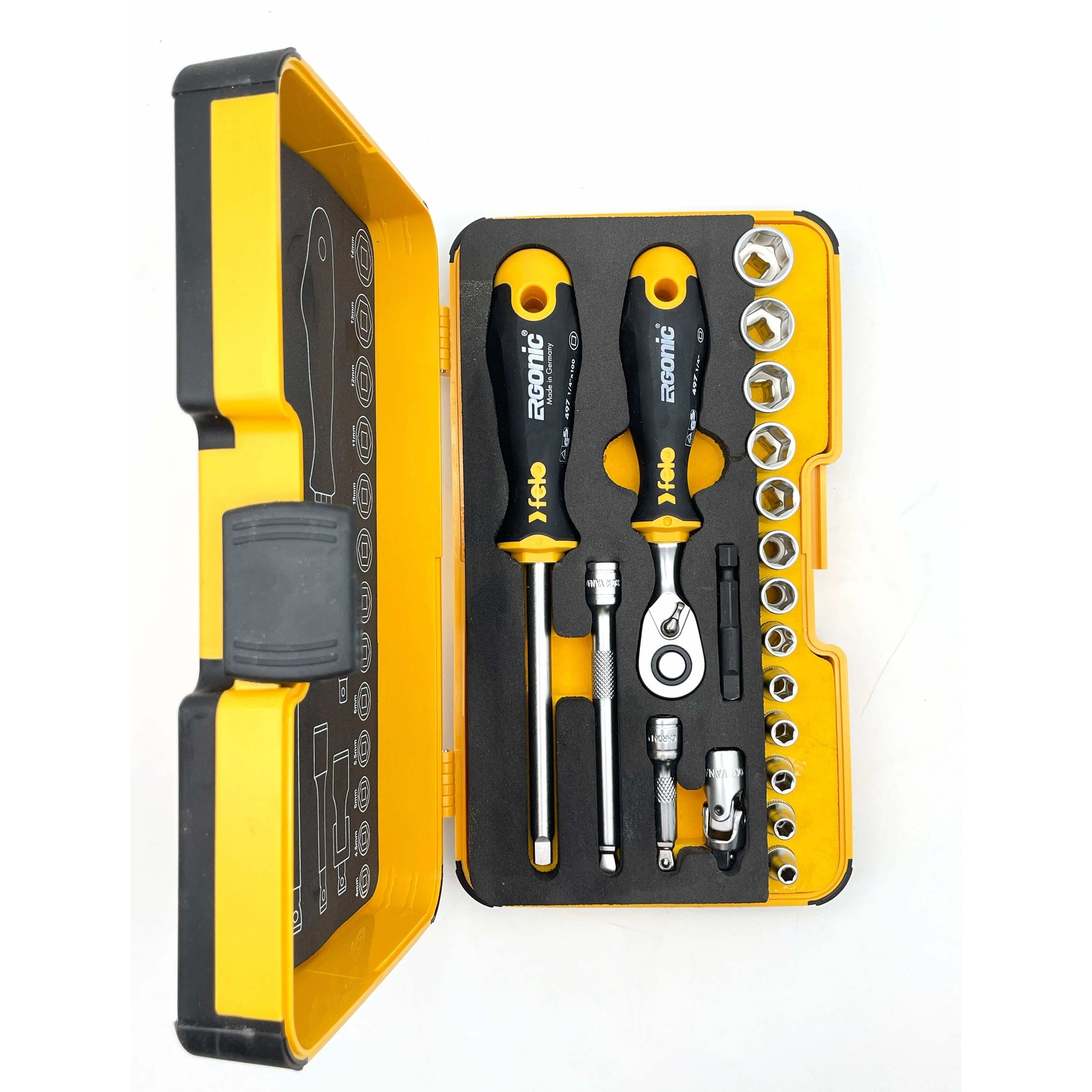 Felo Socket Kit Felo 05781906 R-GO Box Sockets, Ergonic Ratchet, Metric - 19pc – KCI Tools